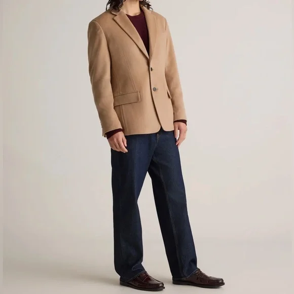 New! Quince 100% Mongolian Cashmere Camel Blazer Sz XXL - Picture 5 of 10